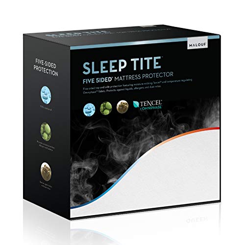 Malouf Sleep Tite Waterproof Mattress Protector - King, Vinyl-Free, White