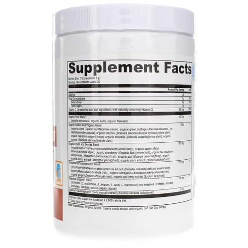 Organic Superfood Powder Drink Mix for Digestive & Overall Wellness - 30 Servings