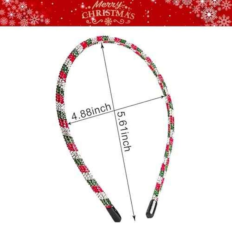 Gem Headbands Christmas Hairbands Red Green White Diamonds Hair Hoop Xmas Rhinestone Head Bands Headwear Christmas Hair Decoration for Winter Party Cloth Match (01)