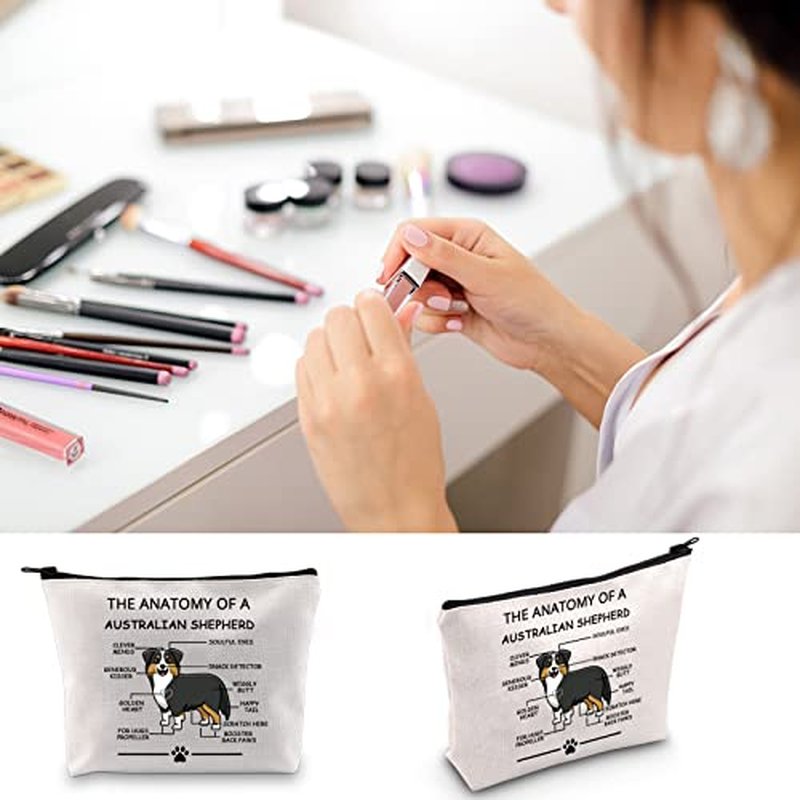 LEVLO Funny Australian Shepherd Lovers Gifts The Anatomy of A Australian Shepherd Cosmetic Bags Australian Shepherd Veterinary Mom Travel Toiletry Bags (Australian Shepherd)