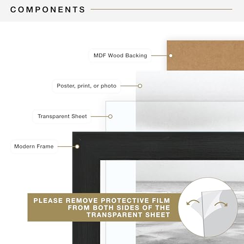 24x36 Poster Frame - Onyx Woodgrain Finish, Museum Style, Single 1-Pack