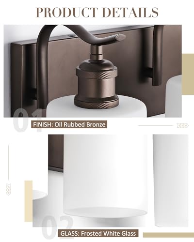 4-Light Bathroom Vanity Light Fixture with Frosted Glass Shades - Oil Rubbed Bronze Variation 2 / 4 Light