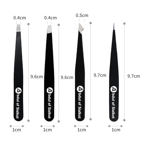 Eyebrow Tweezer Set for Women & Men - Professional Slant and Pointed Tweezer Set with Case - Precision Tweezer Kit for Facial Hair,Splinter and Ingrown Hair Removal (Pink 4 Piece)
