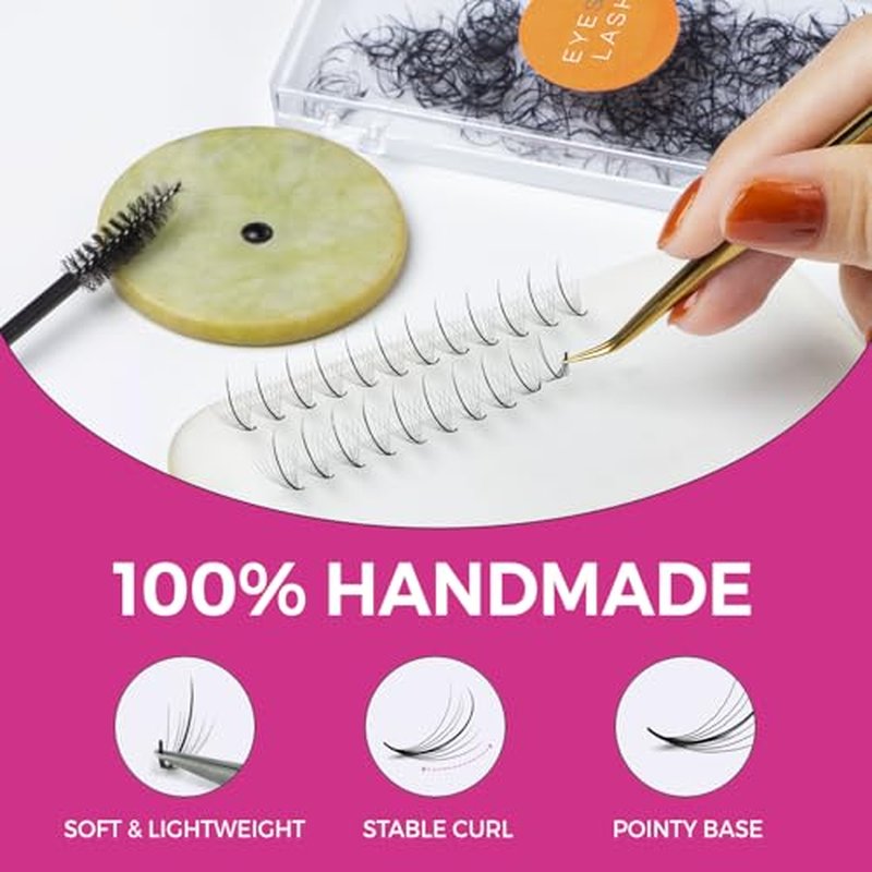 Eyesy Lash 500 Wispy Promade Fans - 5D 0.07 Size 12mm Curl D - Natural Wispy Lashes Loose Premade Lash Fans for Eyelash Extensions Handmade Pre Made Eyelashes for Spiky, Volume, Natural Look