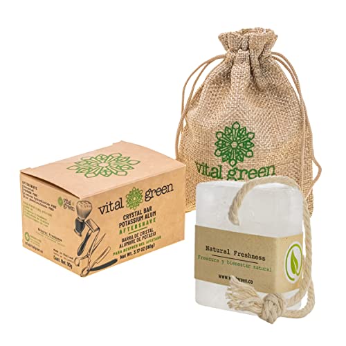 Vital Green Potassium Alum Crystal Block for Shaving ? Alum Bar that Relieves Irritation Caused by Shaving and Hair Removal ? Develops an Invigorating and Refreshing Reaction 3.18 oz / 90 g (1 Unit)