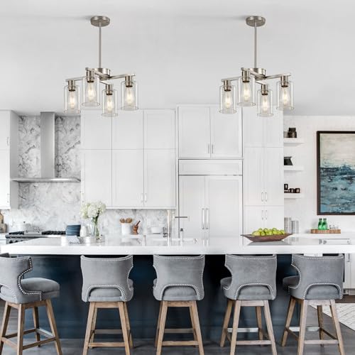 Nickel 4-Light Modern Glass Pendant Chandelier - D18 Variation