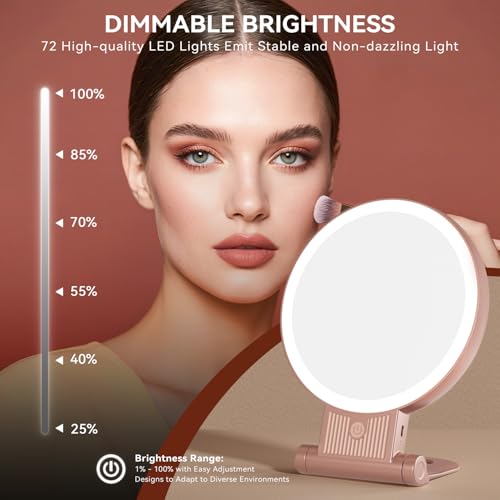 Auxmir Rechargeable 1X/30X Magnifying Makeup Mirror with Light - Rose Gold