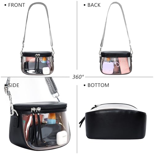 Transparent Waterproof Crossbody Bag for Women - Black Cosmetic & Toiletry Organizer