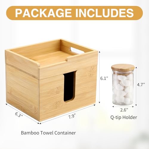 Face Towel Holder with 2 Glass Jars - Skincare Organizer, Bamboo, Modern Design (Variation of THIS listing)