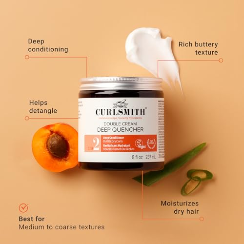 Curlsmith Double Cream Deep Quencher - Hydrating Curl Mask for All Types, 8 oz - Vegan & Cruelty-Free
