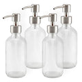 Clear Glass Lotion Pump Dispenser 8oz - 4 Pack | BPA-Free Pump Topper, Suitable for Soap & Lotion
