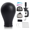 Bileaf 22 Inch Black Leather Canvas Mannequin Head with Stand for Wigs Making