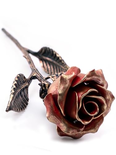 Red Hand Forged Wrought Iron Rose Gift for 6th Wedding Anniversary - Romantic Metal Decoration - Variation of THIS listing