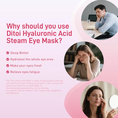 Ditoi Steam Eye Mask, Heated Eye Mask for Dry Eye Relief,Warm Compress with Hyaluronic Acid,Christmas Stocking Stuffers,Travel Essentials & Relaxation Gifts,Rose 20 Packs