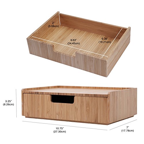 MobileVision Bamboo Makeup Drawer Organizer - Eco-Friendly Cosmetic Storage Box