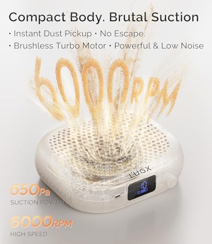 Rechargeable Nail Dust Collector - Compact, 10-Speed Turbo Fan, LED Display, Strong Suction - Stardust Beige