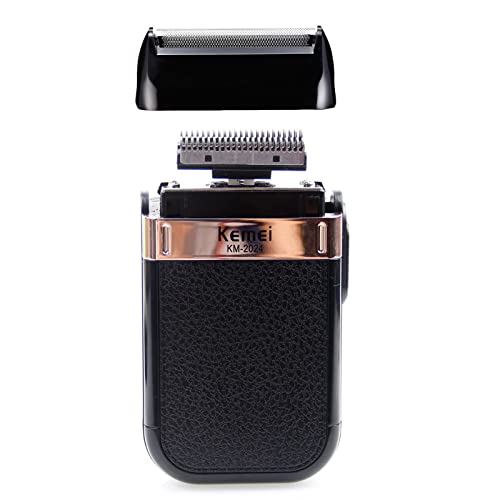 KEMEI Double Foil Electric Razor for Men Black - Waterproof Beard Trimmer, USB Rechargeable