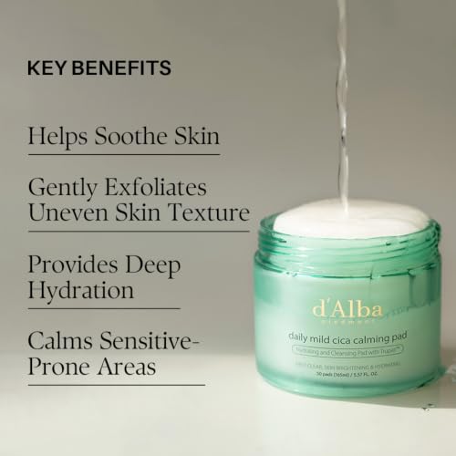 d'alba Piedmont Daily Mild Cica Calming Pad - Soothing & Hydrating Facial Pads