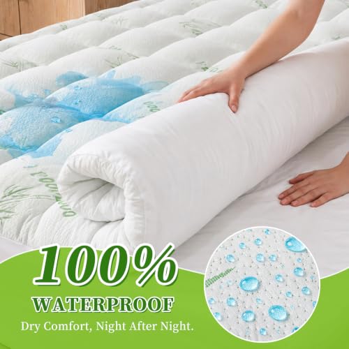 Queen Mattress Topper Plush Pillow Top Mattress Pad for Pressure Relief
