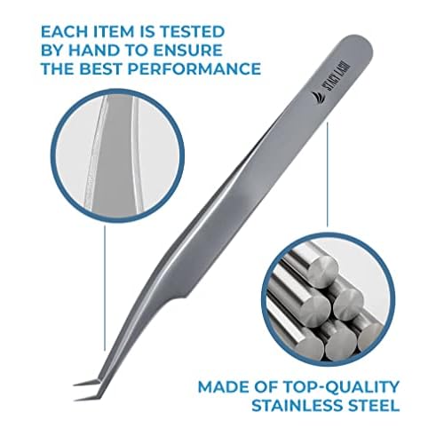 Stacy Lash STL-13 Curved Eyelash Extension Tweezers/Precision Tool for False Lashes Application/Supplies for Classic Extensions & Premade Fans/Tool Applicator for Volume Eyelashes/Beauty Accessories