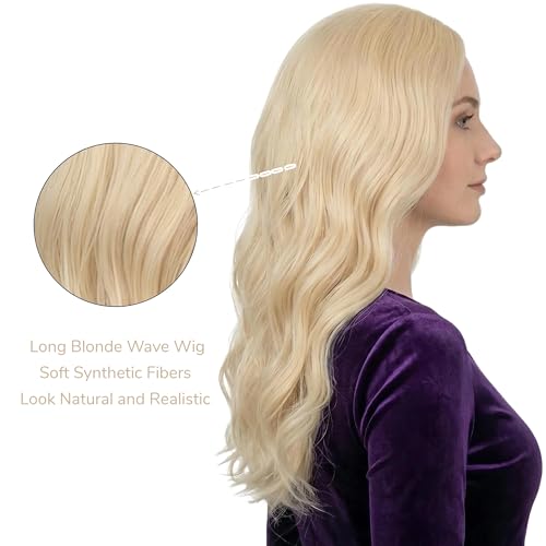 Long Blonde Wavy Elf Wig for Cosplay & Costume - Middle Part Halloween Party Hair