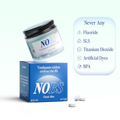 NOBS No Bad Stuff Toothpaste Tablets 62 Count Pack | Fluoride-Free Eco-Friendly Oral Care