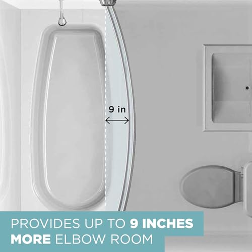 Adjustable Double Curved Shower Curtain Rod - No Drill Tension Mount, 50-72 Inch Satin Nickel