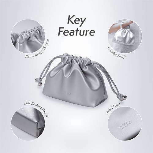 Metallic Silver Evening Clutch Bag for Women - Vegan Leather, Ruched Bridal Purse, Prom Party Organizer