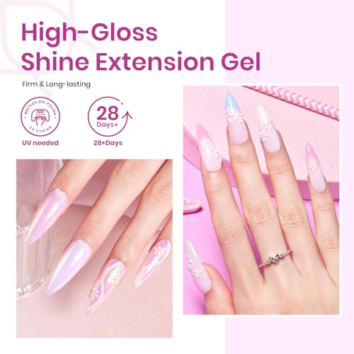 Beetles Gel Polish Poly Extension Nail Kit - Bubblegum Garden, 23Pcs Spring Nail Art Set