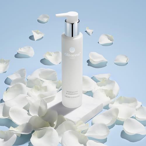 Olivanna Rosewater and Chamomile Cream Cleanser - Omega Rich Face Wash - Gentle and Hydrating without Stripping Essential Oils - 3.3 oz