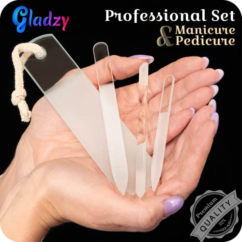 Gladzy Czech Glass Nail File Set - All-in-One Manicure & Pedicure Kit