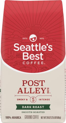 Seattle's Best Coffee Post Alley Dark Roast Ground Coffee 20oz Pack of 6 - Smooth & Rich Flavor