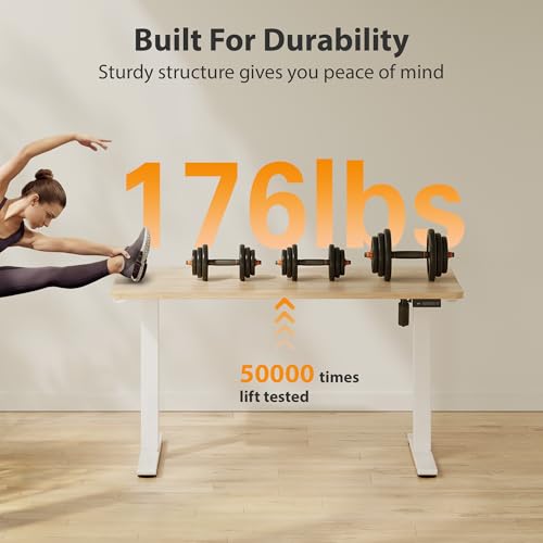 Cubiker Maple 48x24 Inch Electric Standing Desk - Adjustable Home Office Workstation