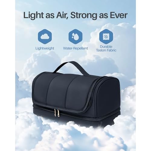 Hanging Hair Dryers Travel Case, Compatible with Dyson Airwrap and Shark FlexStyle, Water-Resistant Hair Tool Organizer Bag with Removable Divider, Makeup Cosmetic Bag, Gift for Women, Black