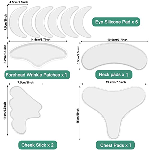 Neck Wrinkle Patches Reusable Chest Wrinkle Pads - 11 pcs Anti Wrinkles pads Silicone face patches for Skin Lines Prevention,Overnight Wrinkle Remover while Sleeping