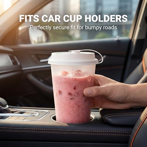 16 oz Frosted Plastic Cups Bulk Pack of 500 - 90mm for Boba Tea & Coffee