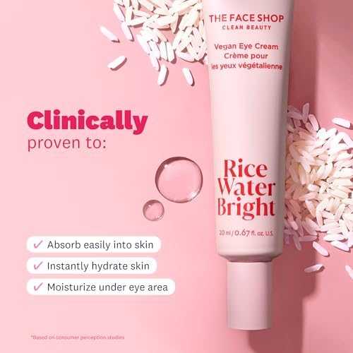 Vegan Rice Water Bright Eye Cream for Dark Circles & Hydration - Korean Skin Care