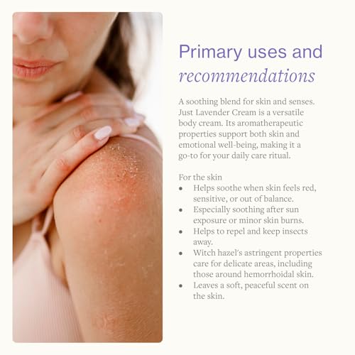 Swiss Just Lavender Cream 60g - Herbal Cream with Lavender Oil, Witch Hazel, and Aloe Vera - Eases Discomfort for Burns, Dermatitis, and Itchy Skin