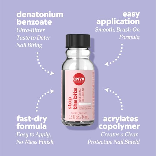 Onyx Professional Stop the Bite Nail Biting Prevention Polish, 0.5 Fl Oz - Made in USA, Stop Nail Biting, No Bite Nail Polish, Thumb Sucking Deterrent