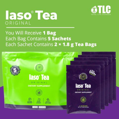 Iaso Brewed Tea Pack of 2 - Original Flavor, 5 Sachets Each, Cleansing Herbal Tea