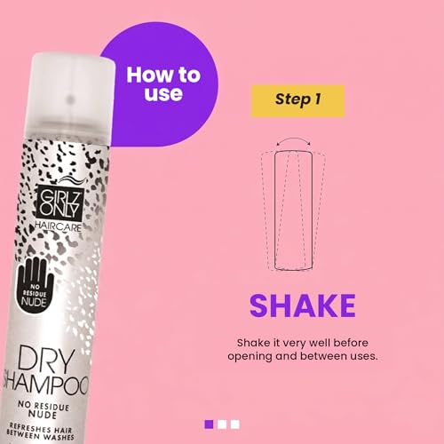 Girlz Only Dry Shampoo Nude Pack of 3 - Invisible Finish for All Hair Colors