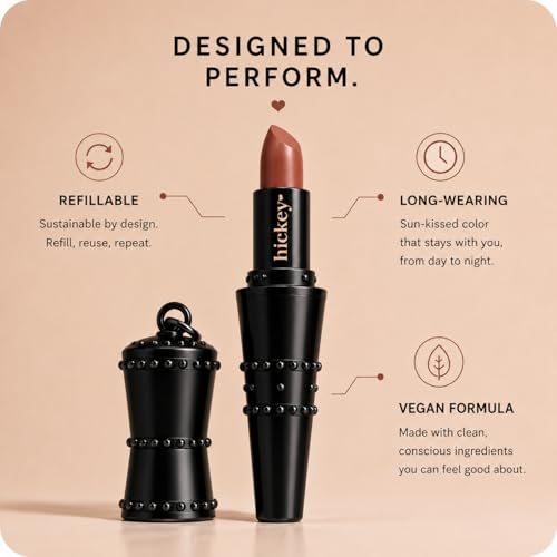 Nude Refillable Chain Lipstick Necklace - Long Lasting Hydrating Satin Finish