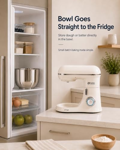 Kitchen in the Box 3.5 Qt Stand Mixer - Cream White Compact Electric Kitchen Mixer for Baking
