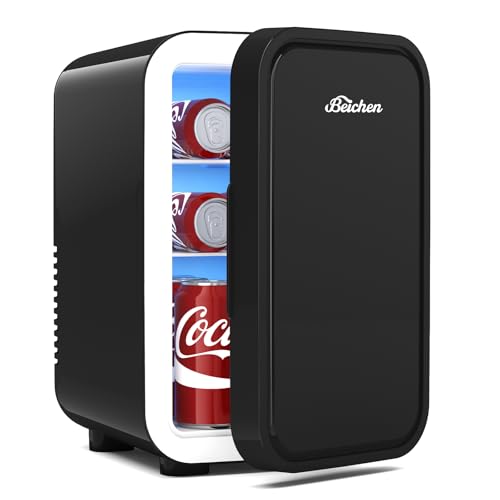 BEICHEN Black 6L Mini Fridge for Bedroom, Car, Office – Keeps Drinks & Skincare