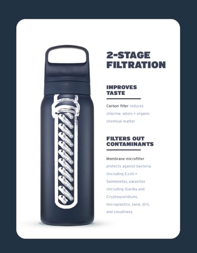 LifeStraw Go Series Insulated Steel Water Filter Bottle 24 oz - Thistle Purple