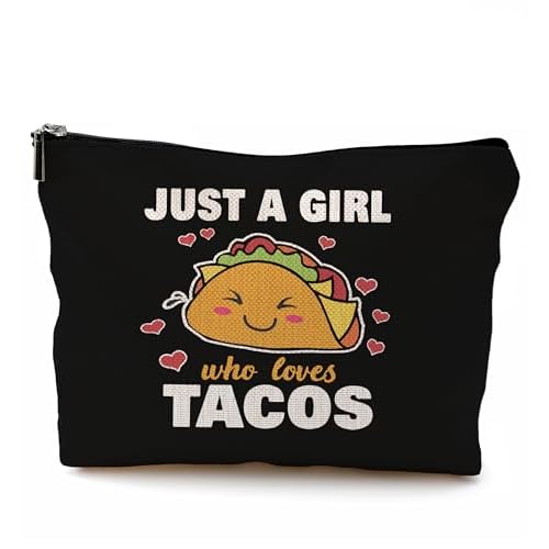 Taco Gifts for Lovers, Makeup Bag, Food Cosmetic Bag With Zipper, Just A Girl Who Loves Tacos, Birthday Gifts