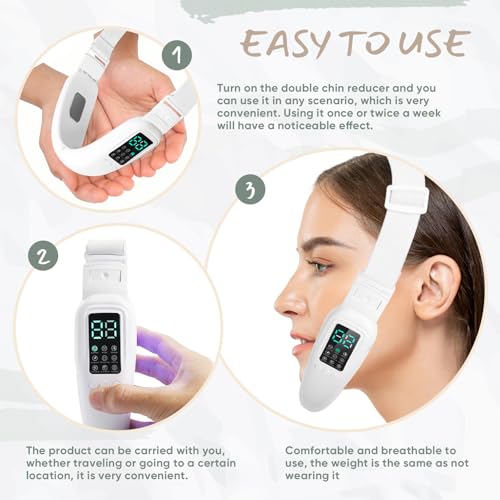 V-Face Electric Double Chin Device with 8 Modes & 15 Gear Adjustable Intensities - Intelligent V-Face Machine for Contouring Double Chin - White