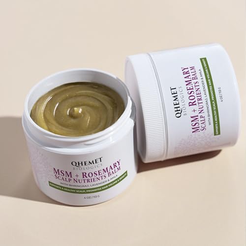 Qhemet MSM & Rosemary Hair Growth Balm for Dry Scalp & Thinning - Vegan, 4 oz