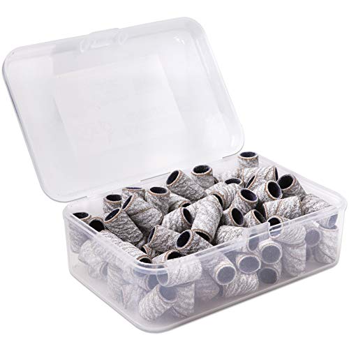 PANA 100 Pieces Nail Sanding Bands Professional Nail Manicure Great Fit for Nail Drill Bits for Acrylic Nails (120 Grit, Zebra)