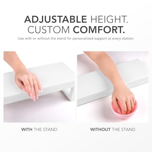 Vegan Leather Nail Arm Rest Cushion - Acetone Resistant, Non-Slip, Ergonomic Manicure Hand Support - White